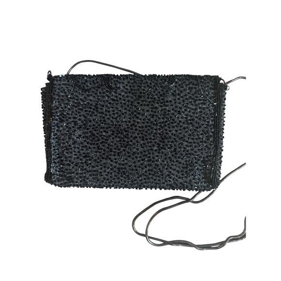 Vintage 70’s La Regale US Patent Black Beading Silver Meshing Slinky Long Strap - Picture 2 of 9